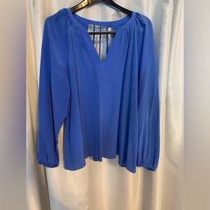 Blue Lilly Pulitzer 100% Pure Silk Blouse Size XL